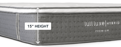 A picture showing the height of a Lull mattress.