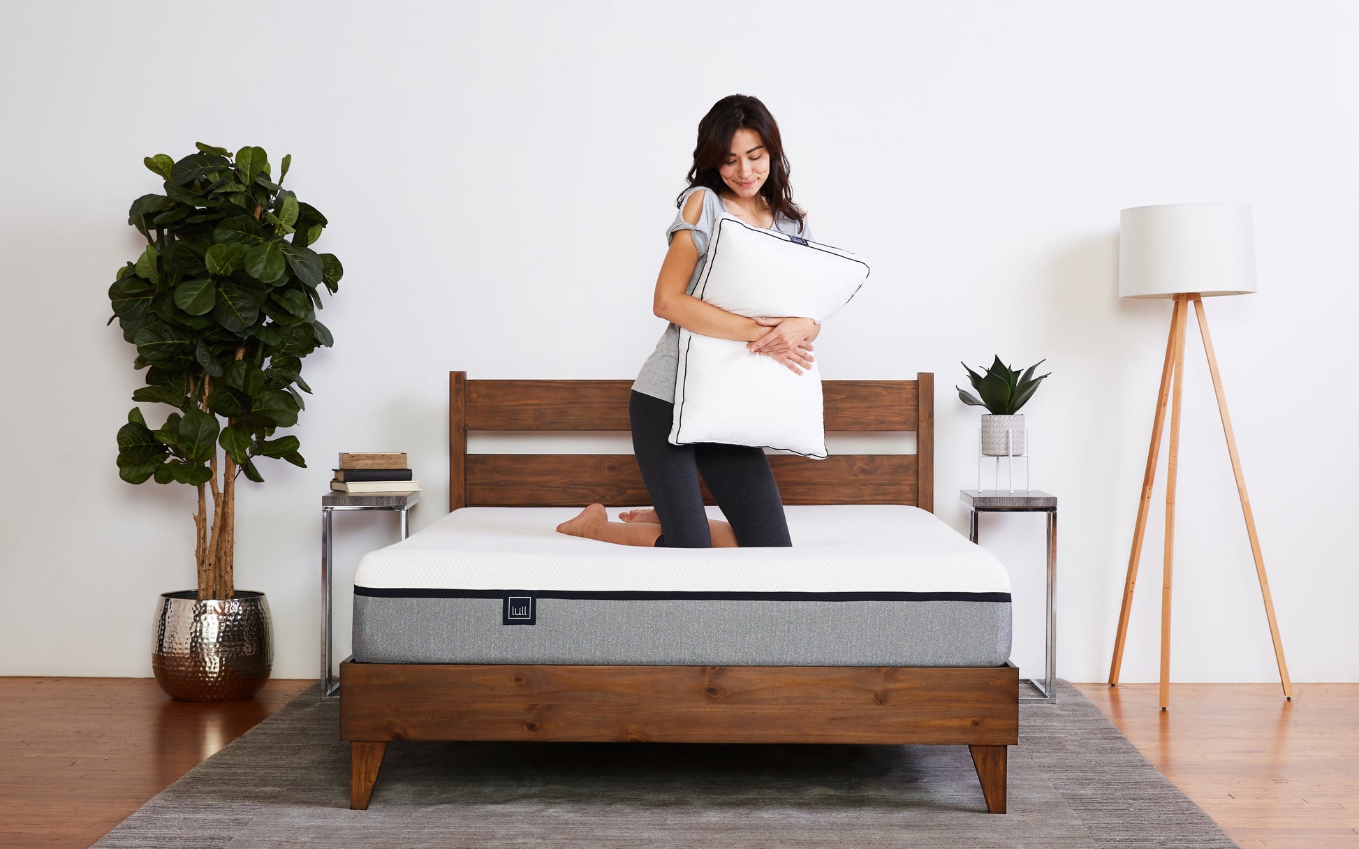 Woman hugging Memory Foam Pillow