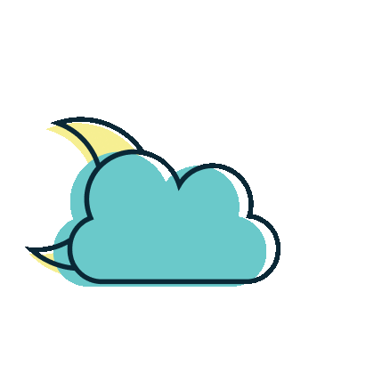 An animation of a moon and cloud sleeping.