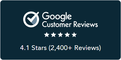 A Google Customers Reviews badge for having over 2400 reviews.