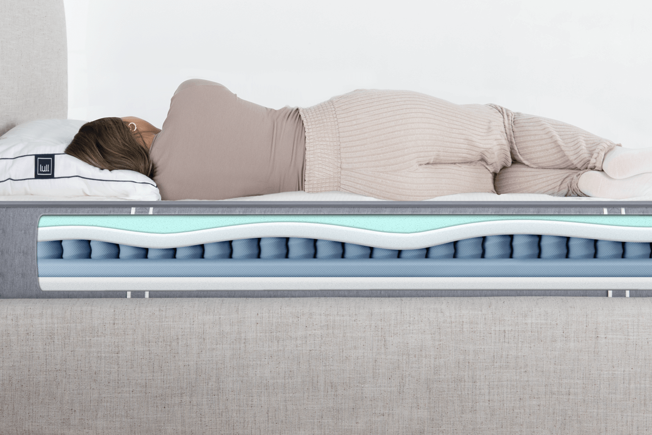 A picture of a Lull mattress showing how it contours to the body.