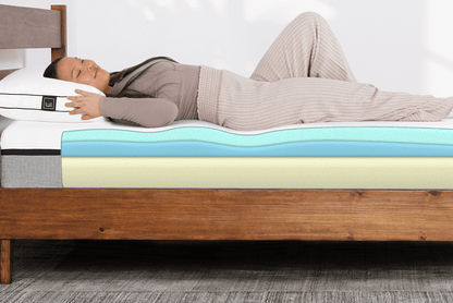 A picture of a Lull mattress showing how it contours to the body.
