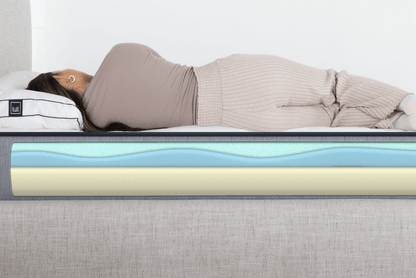 A picture of a Lull mattress showing how it contours to the body.