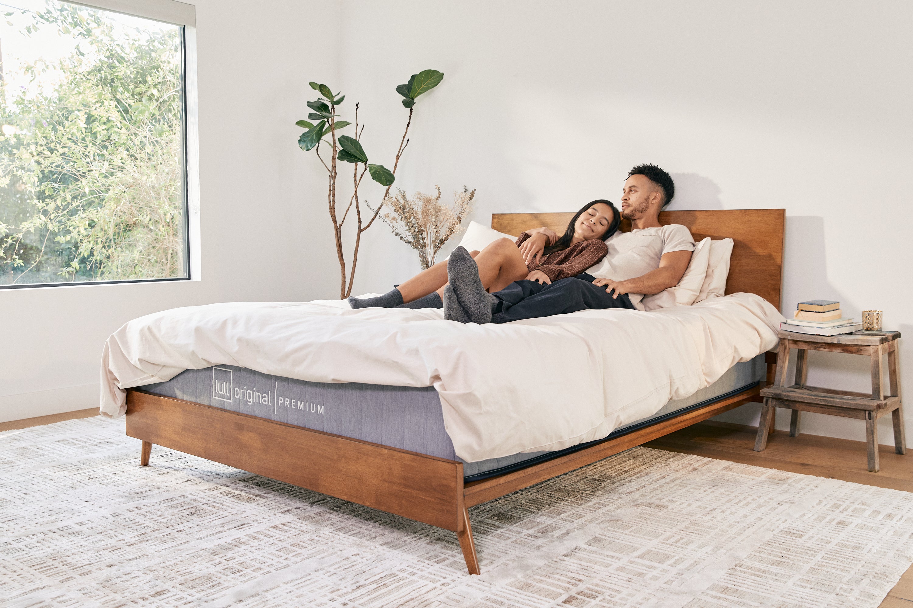 Premium Lull Luxe Hybrid mattress — warm styled bedroom